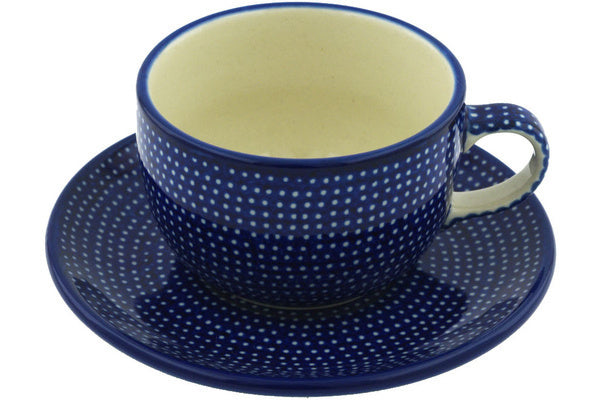 Polish Pottery 9 oz Cup with Saucer Starry Night UNIKAT