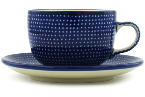 Polish Pottery 9 oz Cup with Saucer Starry Night UNIKAT