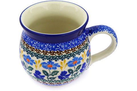 Polish Pottery 12oz Bubble Mug Blue Forget-Me-Nots