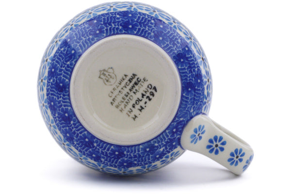 Polish Pottery 16 oz Bubble Mug Blue Butterfly