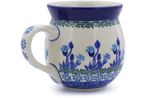 Polish Pottery 16 oz Bubble Mug Blue Butterfly