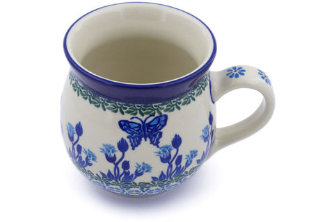 Polish Pottery 16 oz Bubble Mug Blue Butterfly