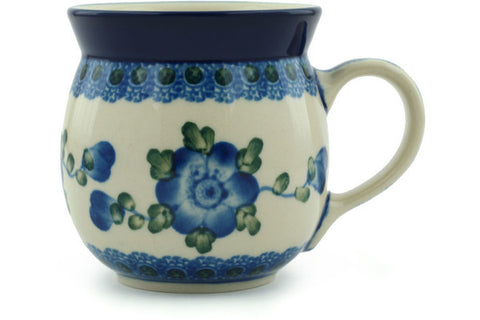 Polish Pottery 8 oz Bubble Mug Blue Poppies