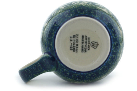 Polish Pottery 8 oz Bubble Mug Blue Daisy Circle