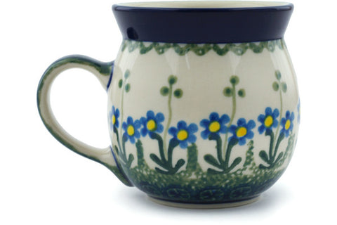 Polish Pottery 8 oz Bubble Mug Blue Daisy Circle