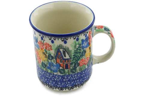 Polish Pottery 10 oz Mug Hidden Cottage UNIKAT