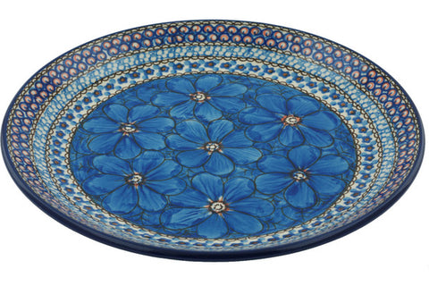 Polish Pottery 10½-inch Dinner Plate Cobalt Poppies UNIKAT