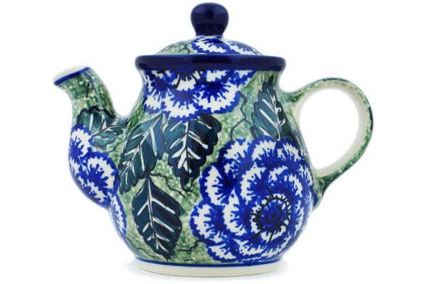 Polish Pottery 13 oz Tea or Coffee Pot Butterblue UNIKAT