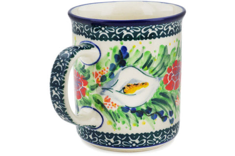 Polish Pottery 10 oz Mug Canna Lily Elegance UNIKAT