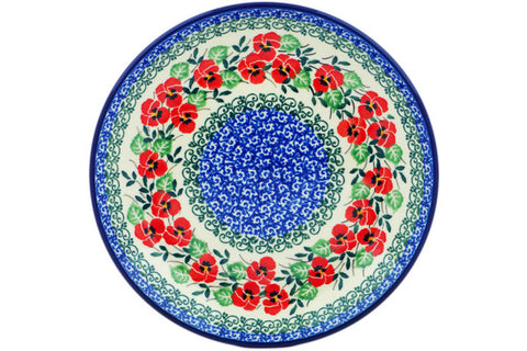 Polish Pottery Dessert Plate Red Pansy