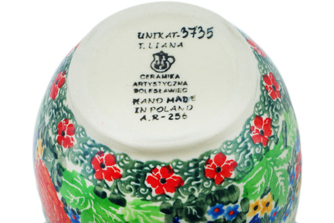 Polish Pottery 16 oz Bowl with Loop Handle Spring Garden UNIKAT