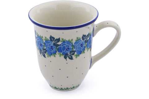 Polish Pottery Bistro Mug Blue Rose