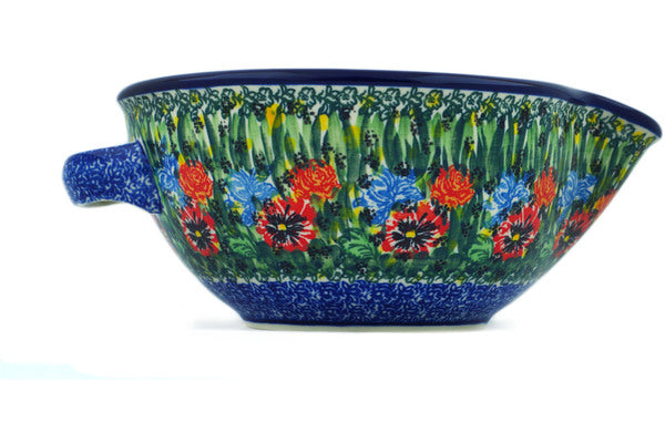 Polish Pottery 7½-inch Batter Bowl Fresh Blossoms UNIKAT