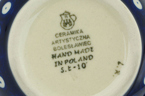Polish Pottery 16 oz Bowl with Loop Handle Blue Eyes