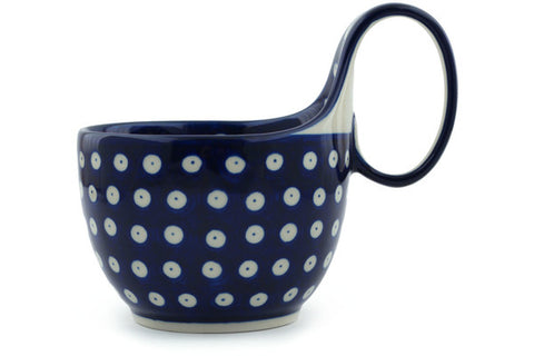 Polish Pottery 16 oz Bowl with Loop Handle Blue Eyes