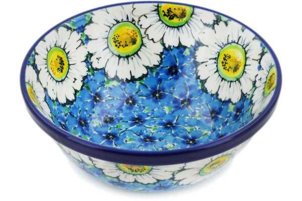 Polish Pottery Cereal Bowl Pansies And Daisies UNIKAT