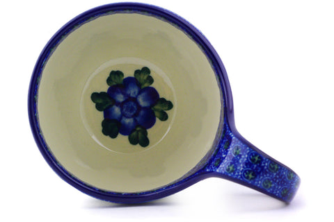 Polish Pottery 16 oz Bowl with Loop Handle Blue Poppies