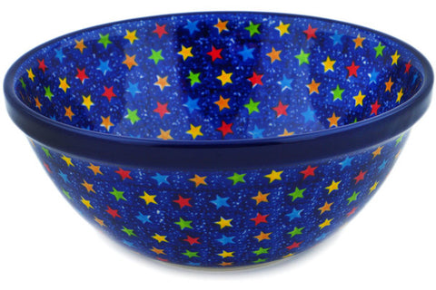 Polish Pottery Cereal Bowl Colorful Star Show UNIKAT