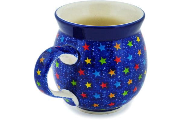Polish Pottery 12oz Bubble Mug Colorful Star Show UNIKAT