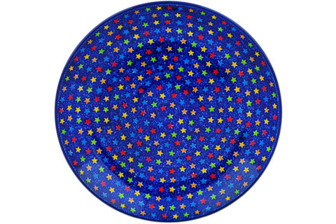 Polish Pottery 10½-inch Dinner Plate Colorful Star Show UNIKAT