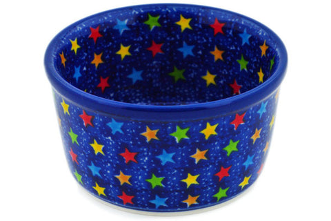Polish Pottery Small Ramekin Bowl Colorful Star Show UNIKAT
