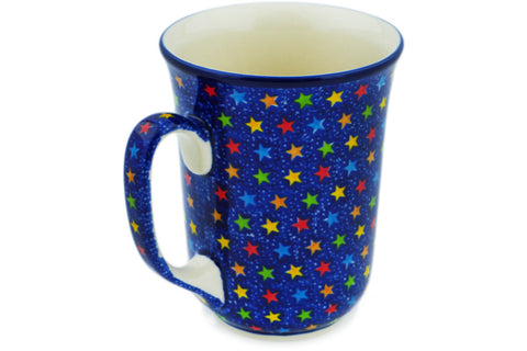 Polish Pottery Bistro Mug Colorful Star Show UNIKAT
