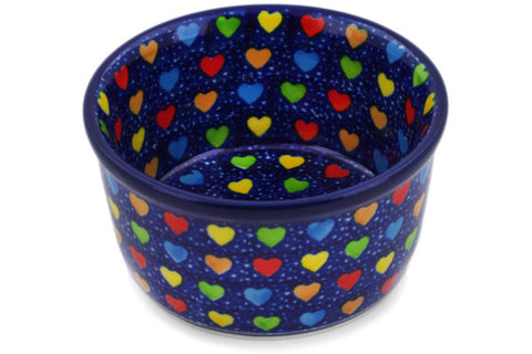 Polish Pottery Small Ramekin Bowl Colourful Dot Show UNIKAT