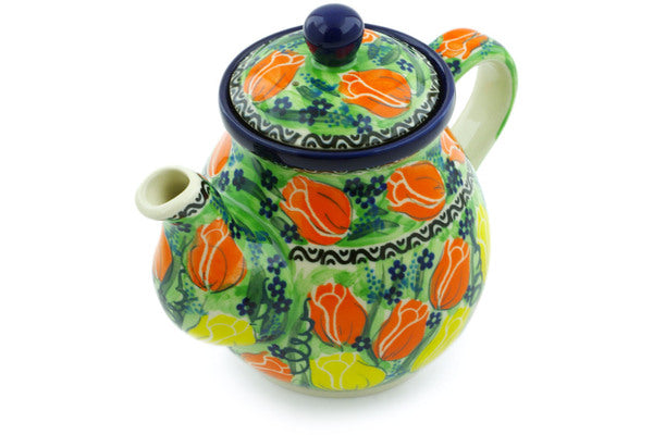 Polish Pottery 20 oz Tea or Coffee Pot Easter Rose UNIKAT