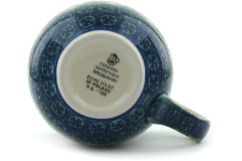 Polish Pottery 12oz Bubble Mug Blue Daisy Circle