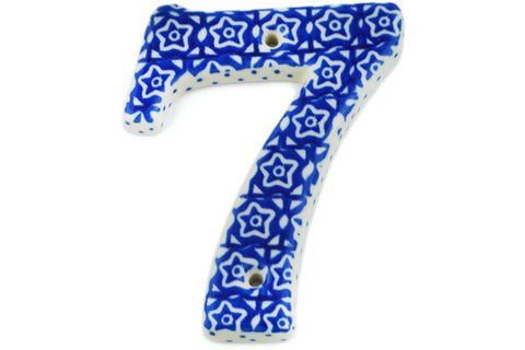 Polish Pottery 4-inch House Number SEVEN (7) Night Sky