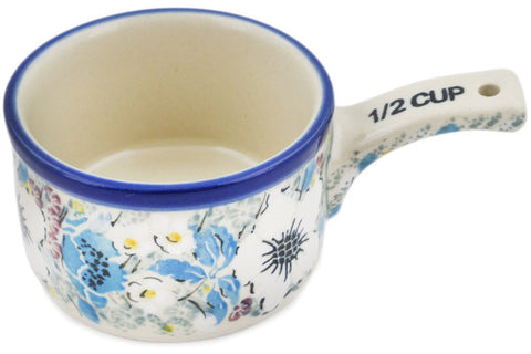 Polish Pottery 1/2 Cup Measuring Cup Solstice Bloom UNIKAT