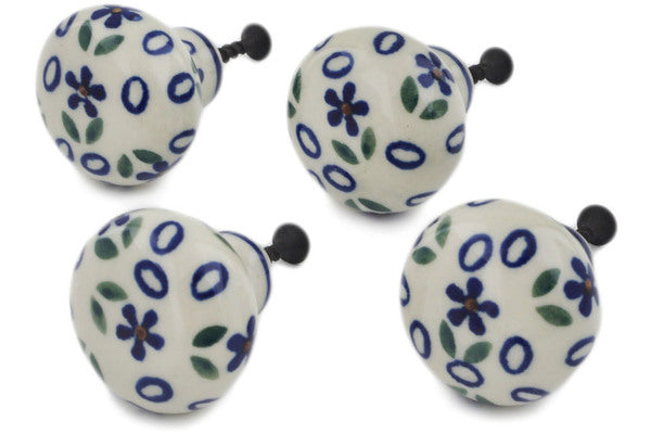 Polish Pottery Set of 4 Drawer Pull Knobs 1-1/2 inch Daisy Sprinkles