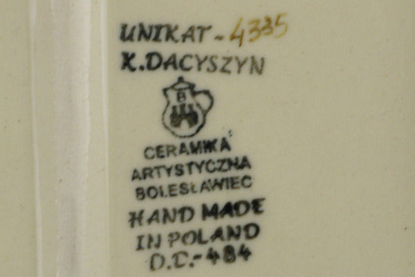Polish Pottery 9½-inch Rectangular Baker with Handles Red Garden UNIKAT