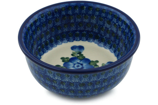 Polish Pottery 5" Bowl Blue Poppies