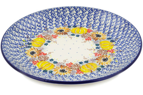 Polish Pottery 10½-inch Dinner Plate Autumn Falling Leaves UNIKAT