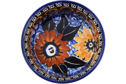 Polish Pottery Small Ramekin Bowl Autumn Chrysanthemums UNIKAT