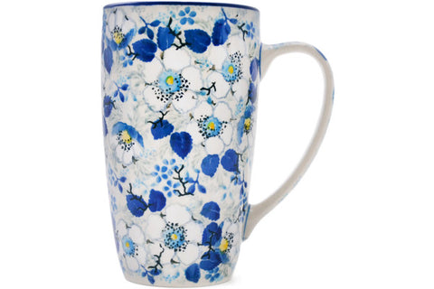 Polish Pottery Latte Mug Blossoming Blues UNIKAT