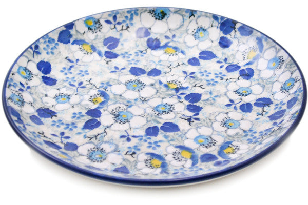 Polish Pottery Dessert Plate Blossoming Blues UNIKAT