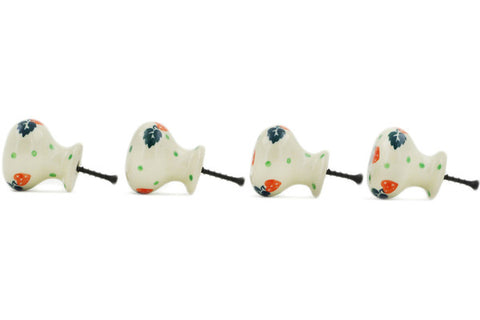 Polish Pottery Set of 4 Drawer Pull Knobs Strawberry Delight