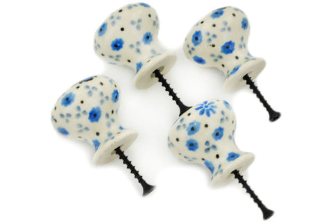 Polish Pottery Set of 4 Drawer Pull Knobs Dance With Joy