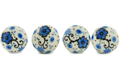 Polish Pottery Set of 4 Drawer Pull Knobs Dance With Joy
