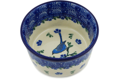 Polish Pottery Small Ramekin Bowl Baby Blue Bird