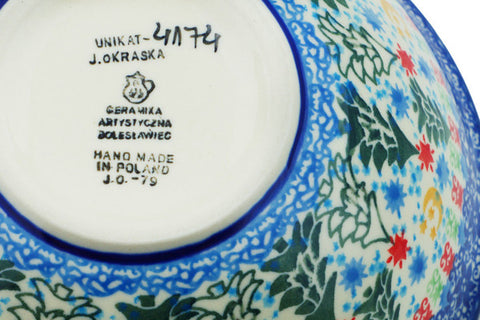 Polish Pottery Cereal Bowl Glowing Christmas Trees UNIKAT