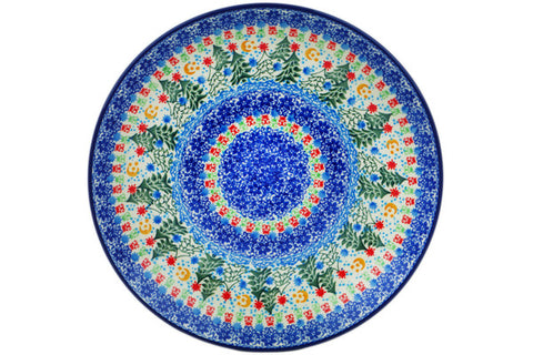 Polish Pottery 10½-inch Dinner Plate Glowing Christmas Trees UNIKAT