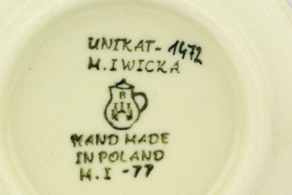 Polish Pottery Mini Plate, Coaster plate Orange Peonies UNIKAT