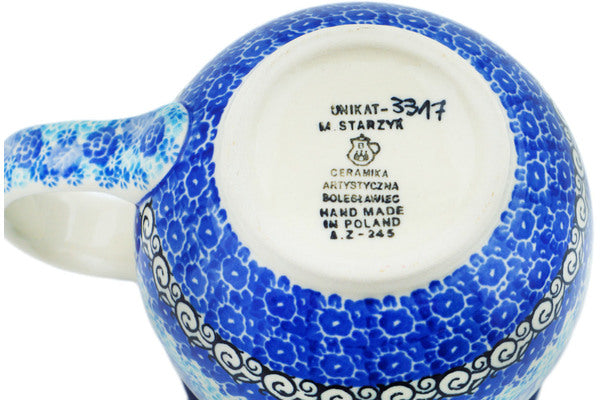 Polish Pottery 16 oz Bubble Mug Shades Of Blue UNIKAT