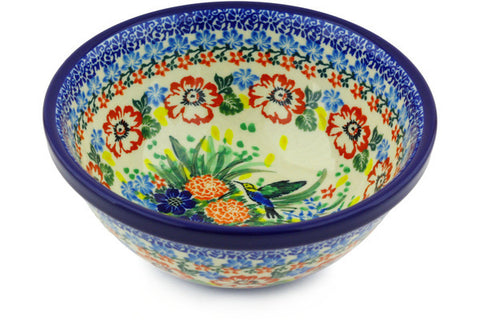 Polish Pottery Cereal Bowl Hummingbird Meadow UNIKAT