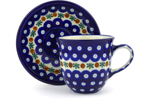 Polish Pottery 10 oz Cup with Saucer Mosquito