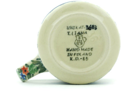 Polish Pottery 10 oz Mug White Lily Meadow UNIKAT