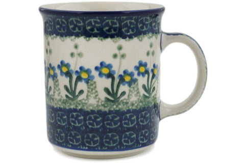 Polish Pottery 10 oz Mug Blue Daisy Circle